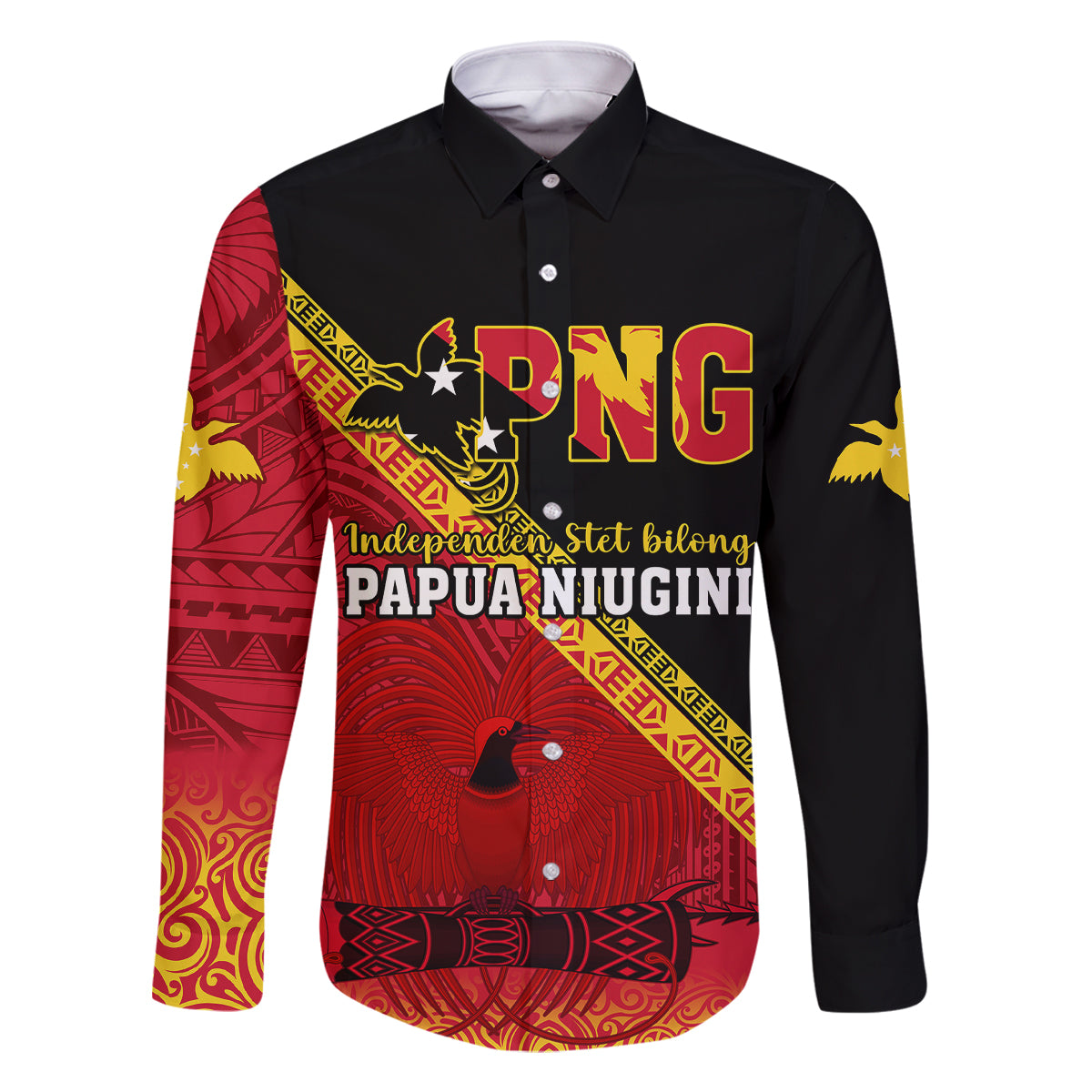 Papua New Guinea Family Matching Off Shoulder Long Sleeve Dress and Hawaiian Shirt Independen Stet bilong Papua Niugini Unique Version - Wonder Print Shop