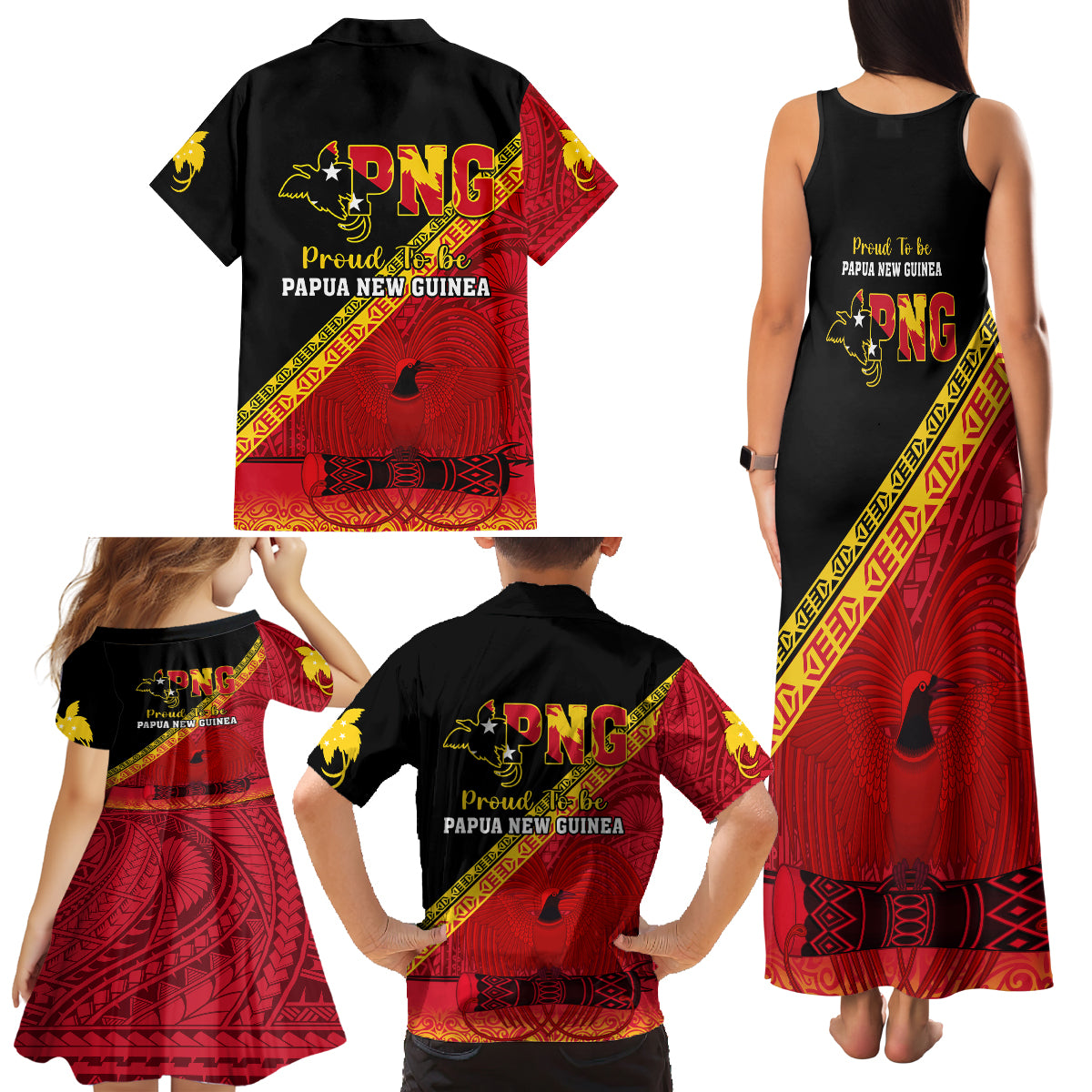 Papua New Guinea Family Matching Tank Maxi Dress and Hawaiian Shirt Independen Stet bilong Papua Niugini Unique Version - Wonder Print Shop