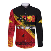 Papua New Guinea Long Sleeve Button Shirt Independen Stet bilong Papua Niugini Unique Version - Wonder Print Shop