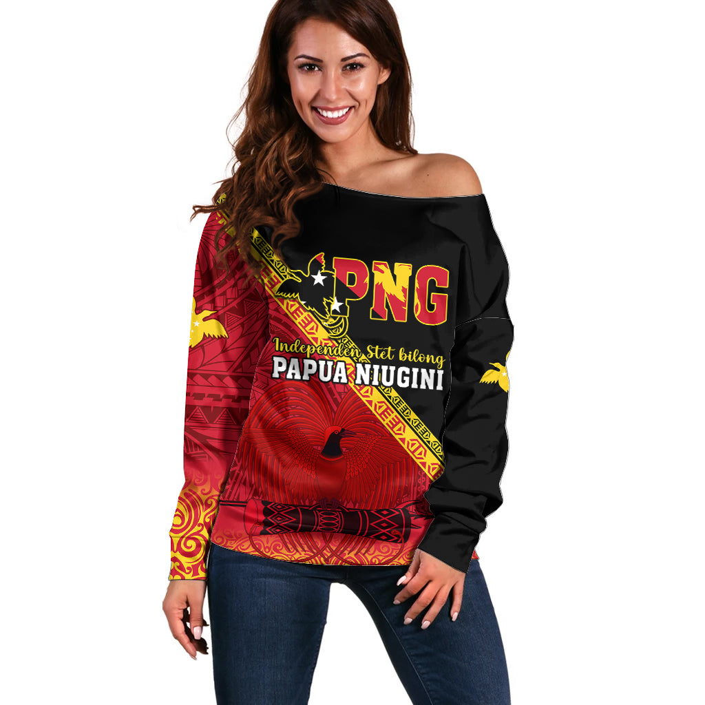 Papua New Guinea Off Shoulder Sweater Independen Stet bilong Papua Niugini Unique Version - Wonder Print Shop