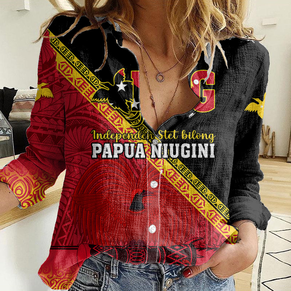 Papua New Guinea Women Casual Shirt Independen Stet bilong Papua Niugini Unique Version - Wonder Print Shop