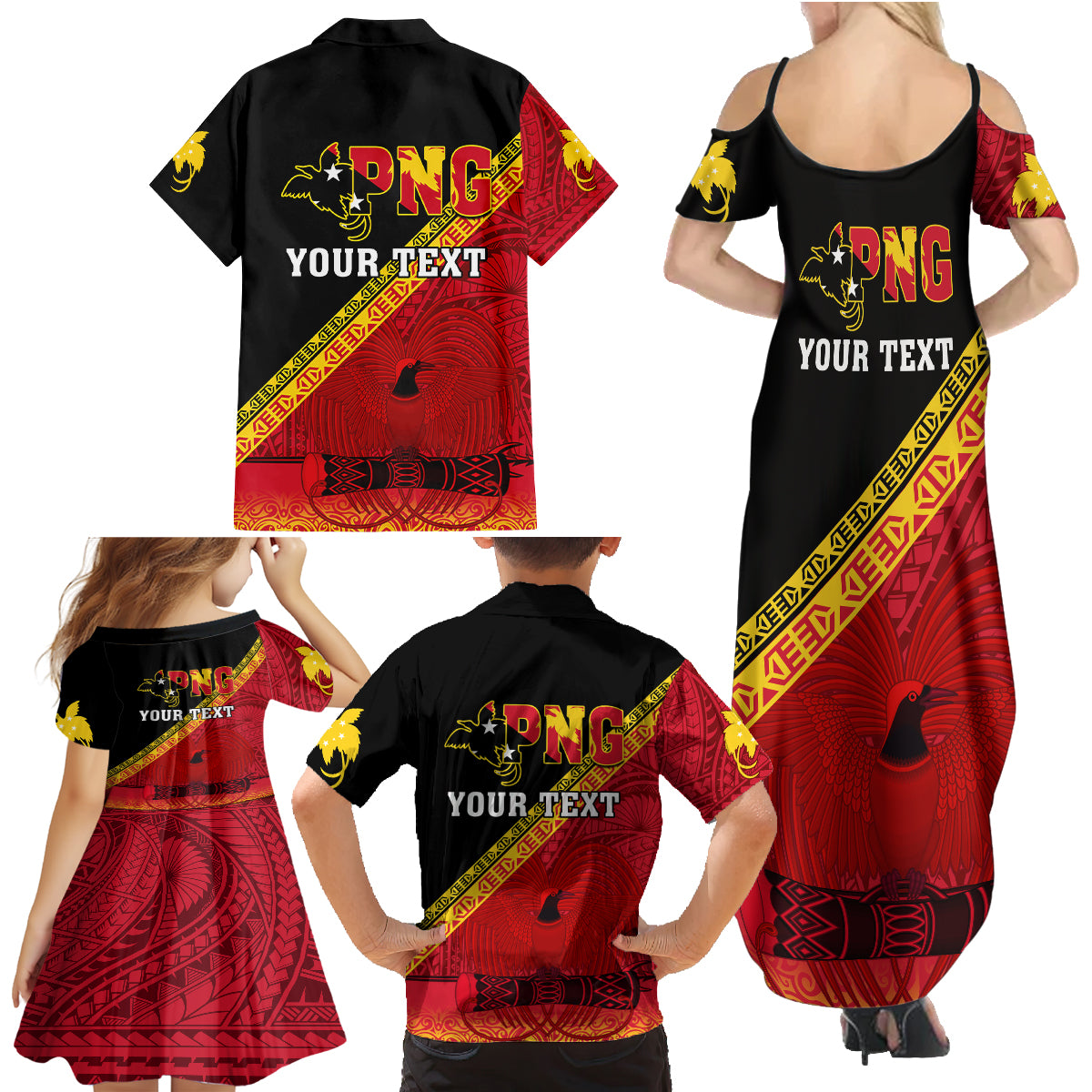 Presonalised Papua New Guinea Family Matching Summer Maxi Dress and Hawaiian Shirt Independen Stet bilong Papua Niugini Unique Version - Wonder Print Shop