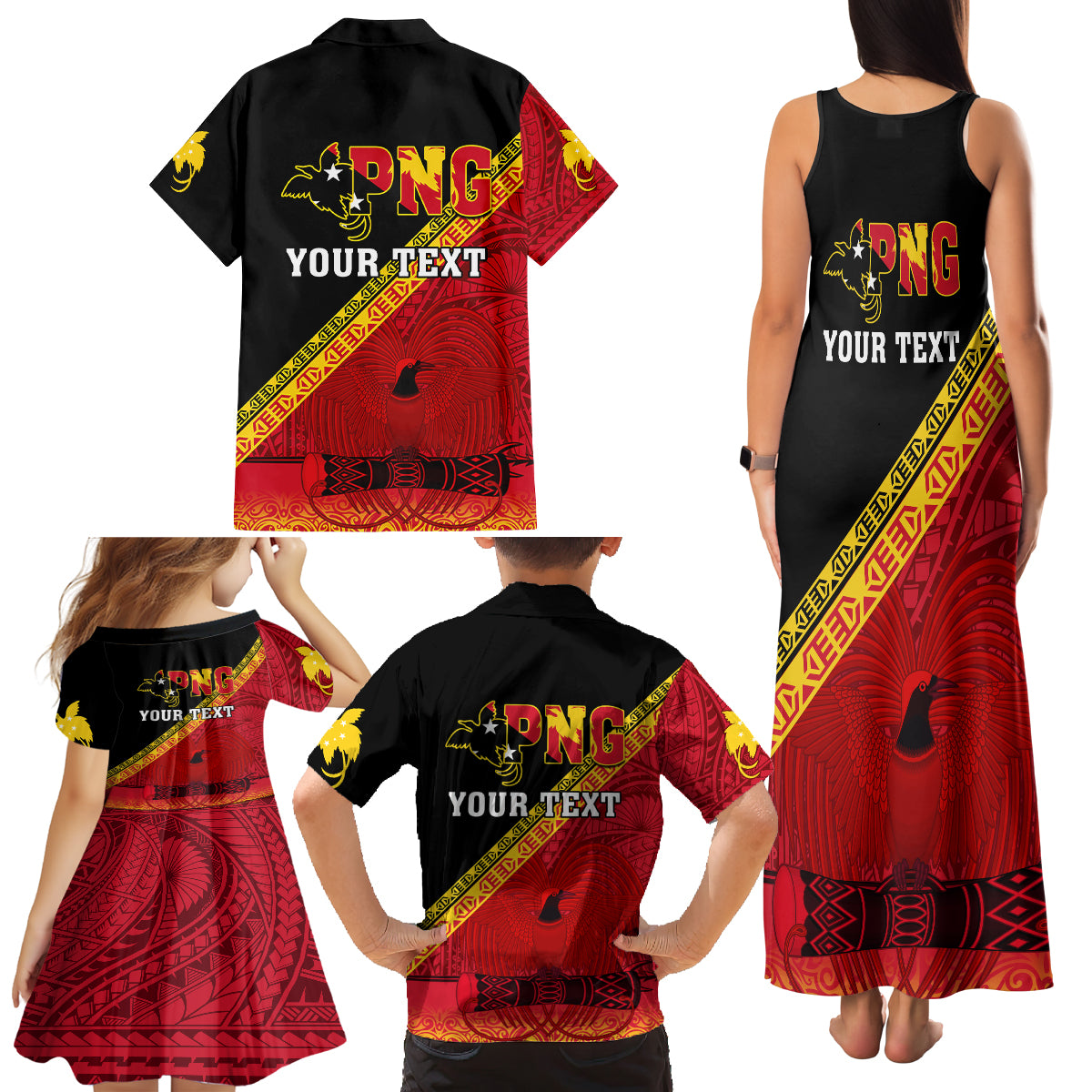 Presonalised Papua New Guinea Family Matching Tank Maxi Dress and Hawaiian Shirt Independen Stet bilong Papua Niugini Unique Version - Wonder Print Shop