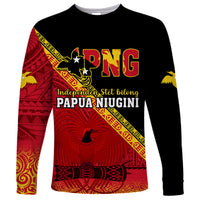 Presonalised Papua New Guinea Long Sleeve Shirt Independen Stet bilong Papua Niugini Unique Version - Wonder Print Shop
