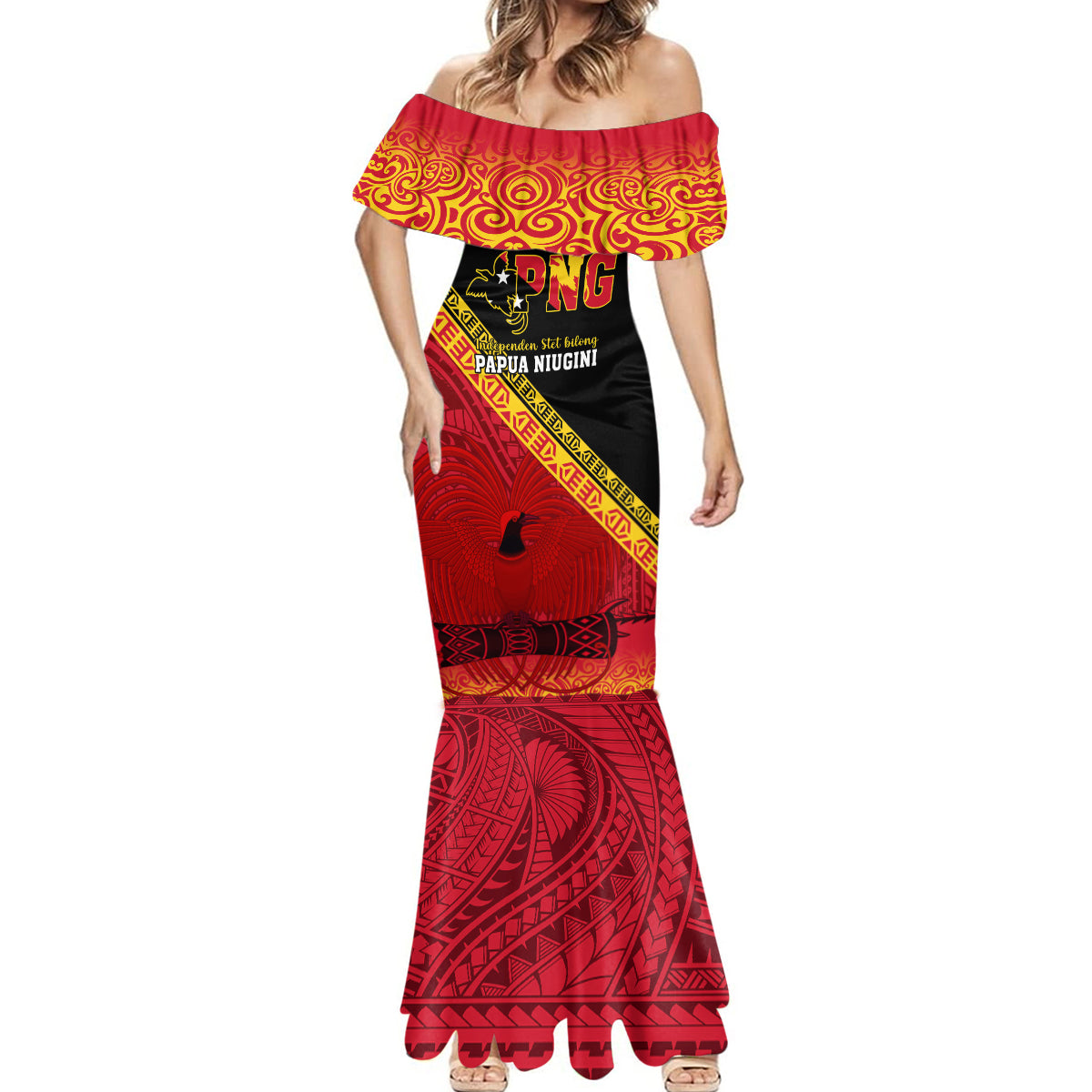 Presonalised Papua New Guinea Mermaid Dress Independen Stet bilong Papua Niugini Unique Version - Wonder Print Shop