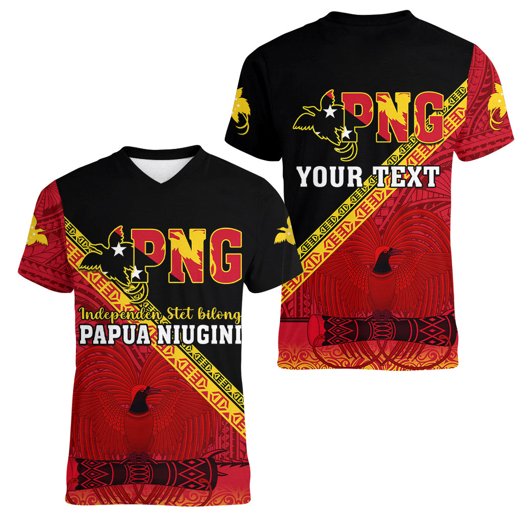 Presonalised Papua New Guinea Women V Neck T Shirt Independen Stet bilong Papua Niugini Unique Version - Wonder Print Shop