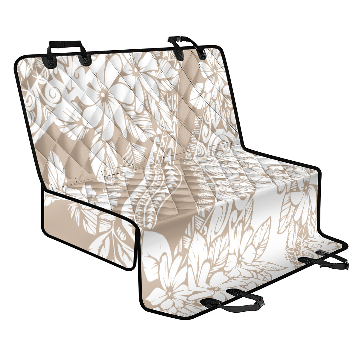 Polynesia Back Car Seat Cover Polynesian Tropical Flowers Begie Pastel Vibes - Wonder Print Shop