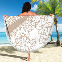 Polynesia Beach Blanket Polynesian Tropical Flowers Begie Pastel Vibes - Wonder Print Shop