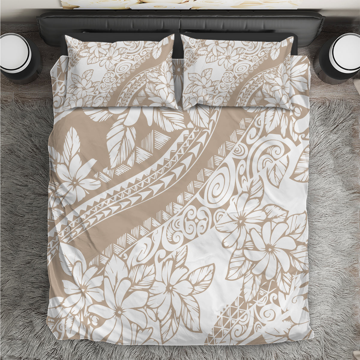 Polynesia Bedding Set Polynesian Tropical Flowers Begie Pastel Vibes - Wonder Print Shop