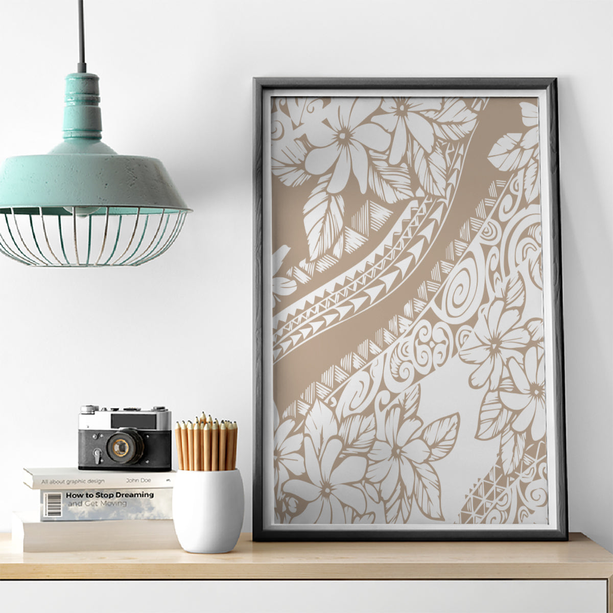 Polynesia Canvas Wall Art Polynesian Tropical Flowers Begie Pastel Vibes - Wonder Print Shop