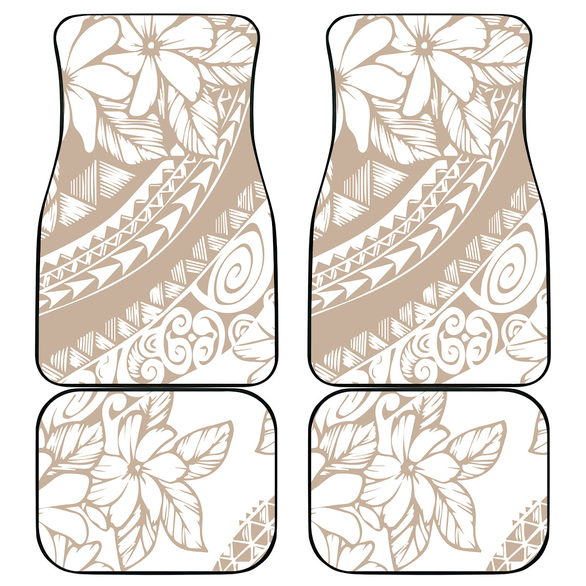 Polynesia Car Mats Polynesian Tropical Flowers Begie Pastel Vibes - Wonder Print Shop