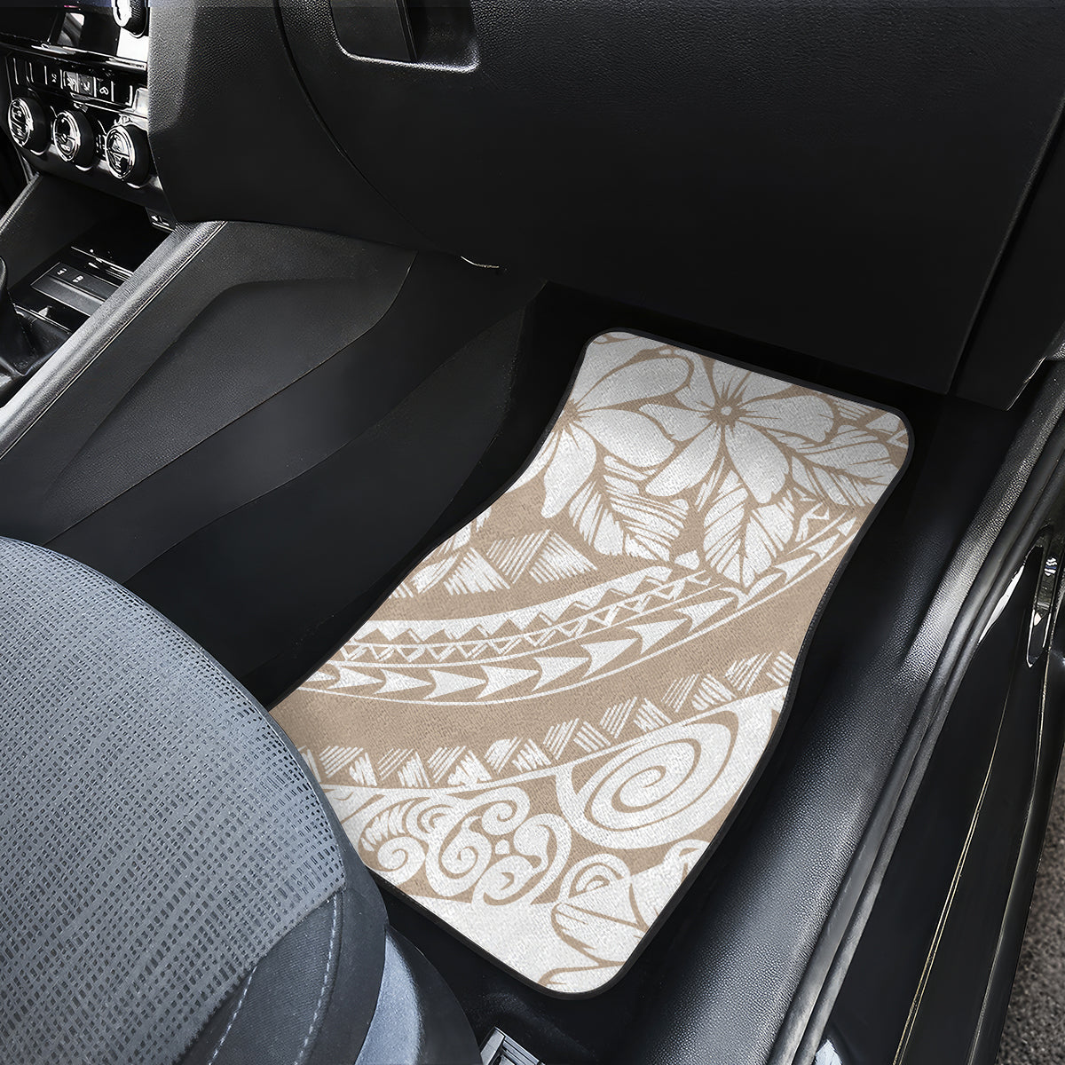 Polynesia Car Mats Polynesian Tropical Flowers Begie Pastel Vibes - Wonder Print Shop