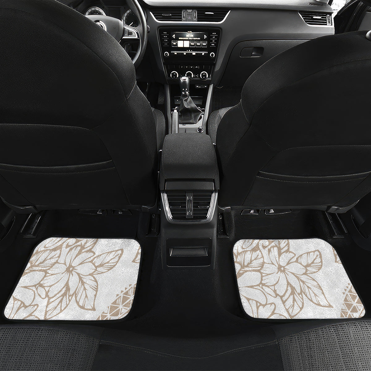 Polynesia Car Mats Polynesian Tropical Flowers Begie Pastel Vibes - Wonder Print Shop