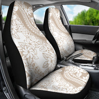 Polynesia Car Seat Cover Polynesian Tropical Flowers Begie Pastel Vibes - Wonder Print Shop