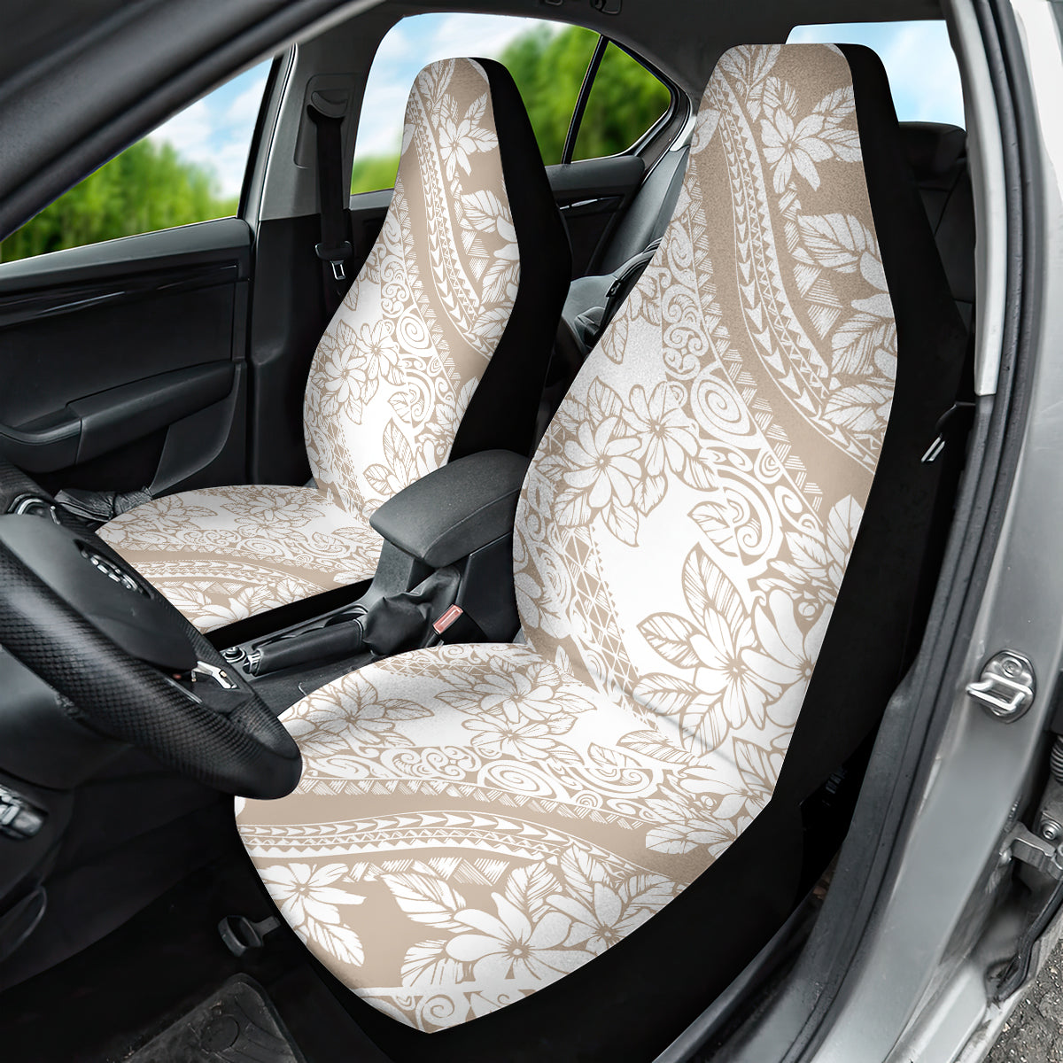 Polynesia Car Seat Cover Polynesian Tropical Flowers Begie Pastel Vibes - Wonder Print Shop