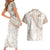 Polynesia Couples Matching Short Sleeve Bodycon Dress and Hawaiian Shirt Polynesian Tropical Flowers Beige Pastel Vibes - Wonder Print Shop
