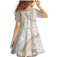 Polynesia Family Matching Mermaid Dress and Hawaiian Shirt Polynesian Tropical Flowers Beige Pastel Vibes - Wonder Print Shop