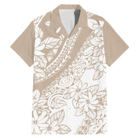 Polynesia Family Matching Mermaid Dress and Hawaiian Shirt Polynesian Tropical Flowers Beige Pastel Vibes - Wonder Print Shop