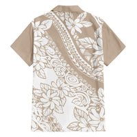 Polynesia Family Matching Off Shoulder Maxi Dress and Hawaiian Shirt Polynesian Tropical Flowers Beige Pastel Vibes - Wonder Print Shop