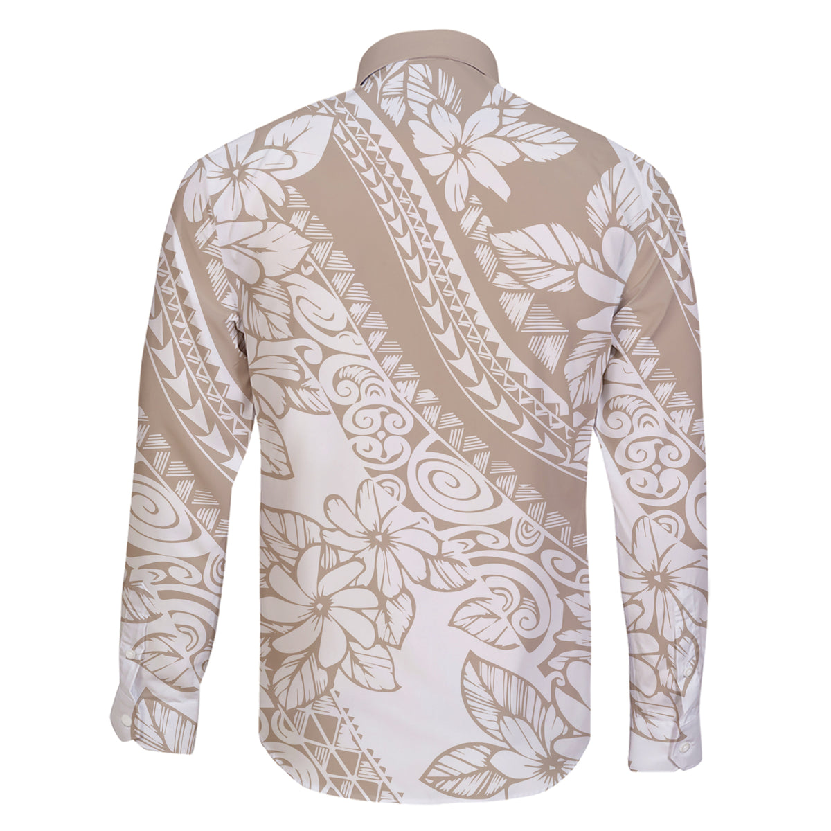 Polynesia Family Matching Short Sleeve Bodycon Dress and Hawaiian Shirt Polynesian Tropical Flowers Beige Pastel Vibes - Wonder Print Shop