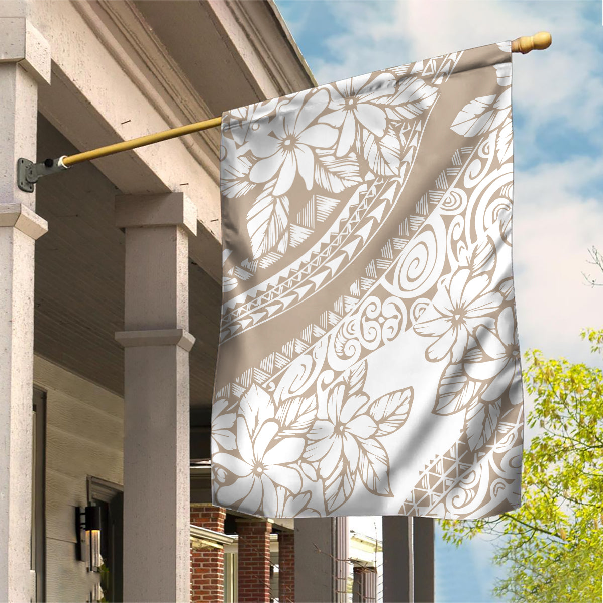 Polynesia Garden Flag Polynesian Tropical Flowers Begie Pastel Vibes - Wonder Print Shop