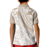 Polynesia Kid Polo Shirt Polynesian Tropical Flowers Beige Pastel Vibes - Wonder Print Shop