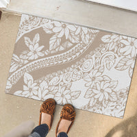 Polynesia Rubber Doormat Polynesian Tropical Flowers Begie Pastel Vibes - Wonder Print Shop
