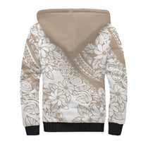 Polynesia Sherpa Hoodie Polynesian Tropical Flowers Beige Pastel Vibes - Wonder Print Shop