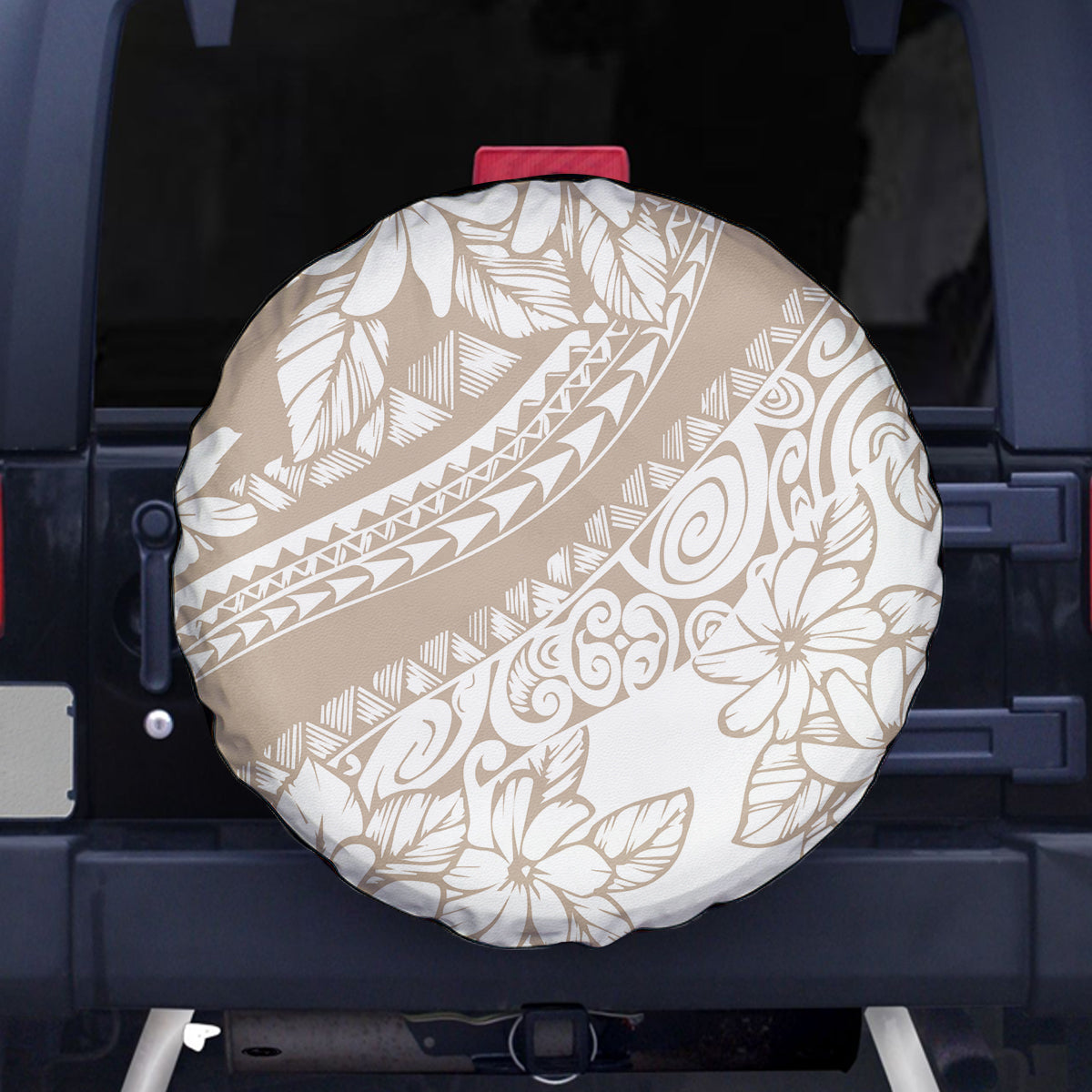 Polynesia Spare Tire Cover Polynesian Tropical Flowers Begie Pastel Vibes - Wonder Print Shop