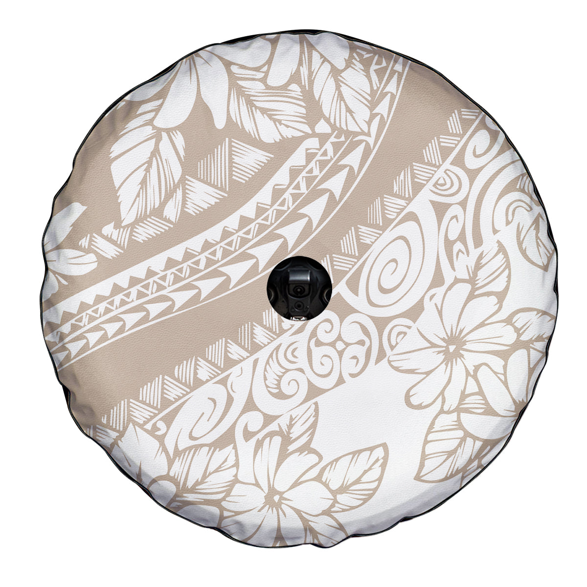 Polynesia Spare Tire Cover Polynesian Tropical Flowers Begie Pastel Vibes - Wonder Print Shop