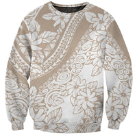 Polynesia Sweatshirt Polynesian Tropical Flowers Beige Pastel Vibes - Wonder Print Shop