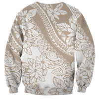 Polynesia Sweatshirt Polynesian Tropical Flowers Beige Pastel Vibes - Wonder Print Shop