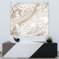 Polynesia Tapestry Polynesian Tropical Flowers Begie Pastel Vibes - Wonder Print Shop