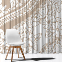 Polynesia Window Curtain Polynesian Tropical Flowers Begie Pastel Vibes - Wonder Print Shop