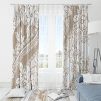 Polynesia Window Curtain Polynesian Tropical Flowers Begie Pastel Vibes - Wonder Print Shop