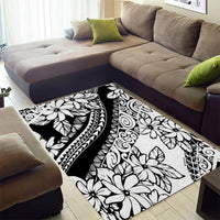 Polynesia Area Rug Polynesian Tropical Flowers Black Pastel Vibes - Wonder Print Shop