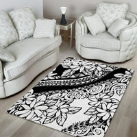Polynesia Area Rug Polynesian Tropical Flowers Black Pastel Vibes - Wonder Print Shop