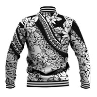 Polynesia Baseball Jacket Polynesian Tropical Flowers Black Pastel Vibes - Wonder Print Shop