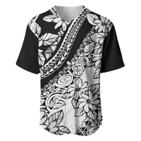Polynesia Baseball Jersey Polynesian Tropical Flowers Black Pastel Vibes - Wonder Print Shop