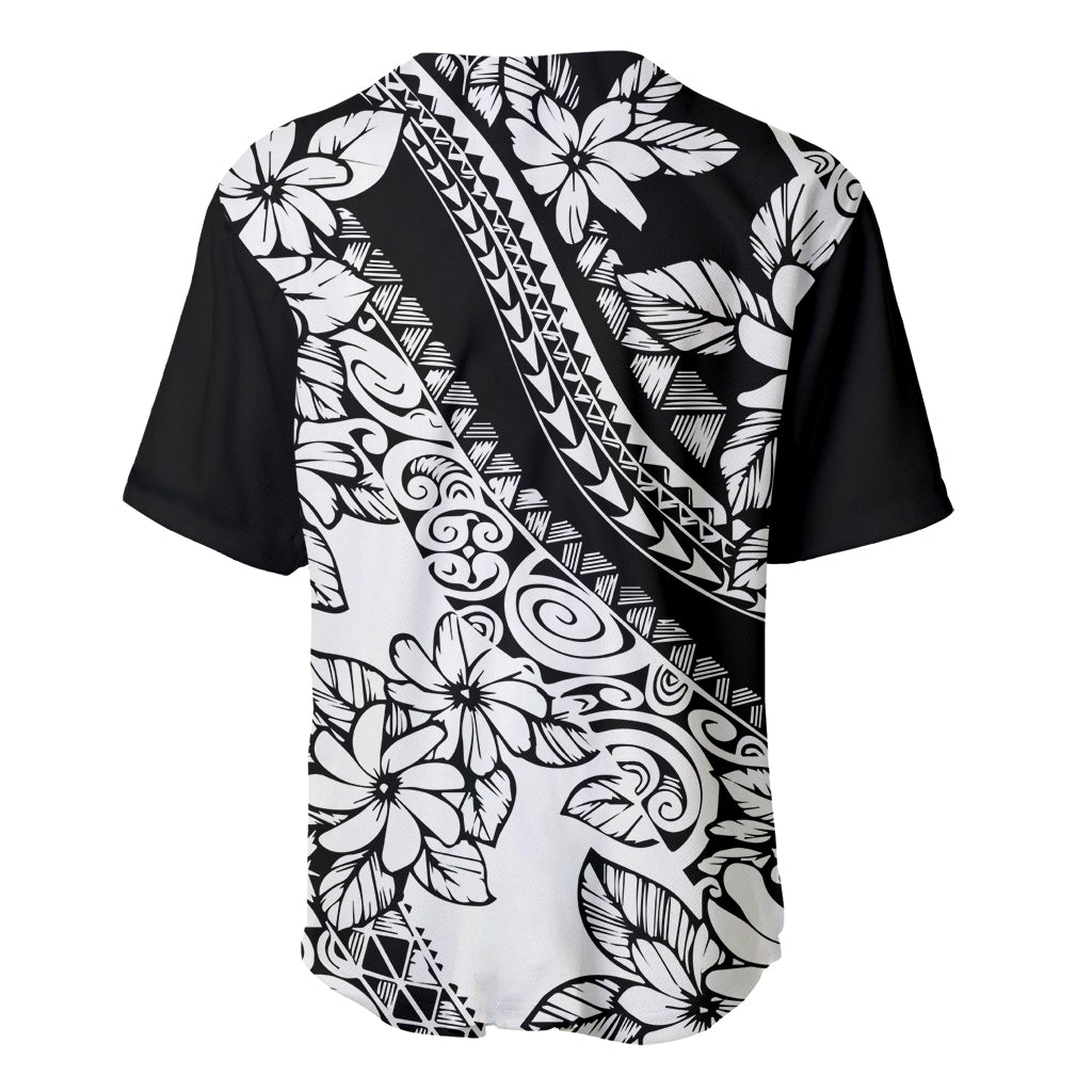 Polynesia Baseball Jersey Polynesian Tropical Flowers Black Pastel Vibes - Wonder Print Shop