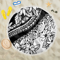 Polynesia Beach Blanket Polynesian Tropical Flowers Black Pastel Vibes - Wonder Print Shop