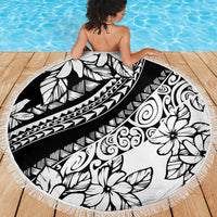 Polynesia Beach Blanket Polynesian Tropical Flowers Black Pastel Vibes - Wonder Print Shop