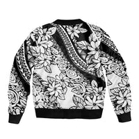 Polynesia Bomber Jacket Polynesian Tropical Flowers Black Pastel Vibes - Wonder Print Shop