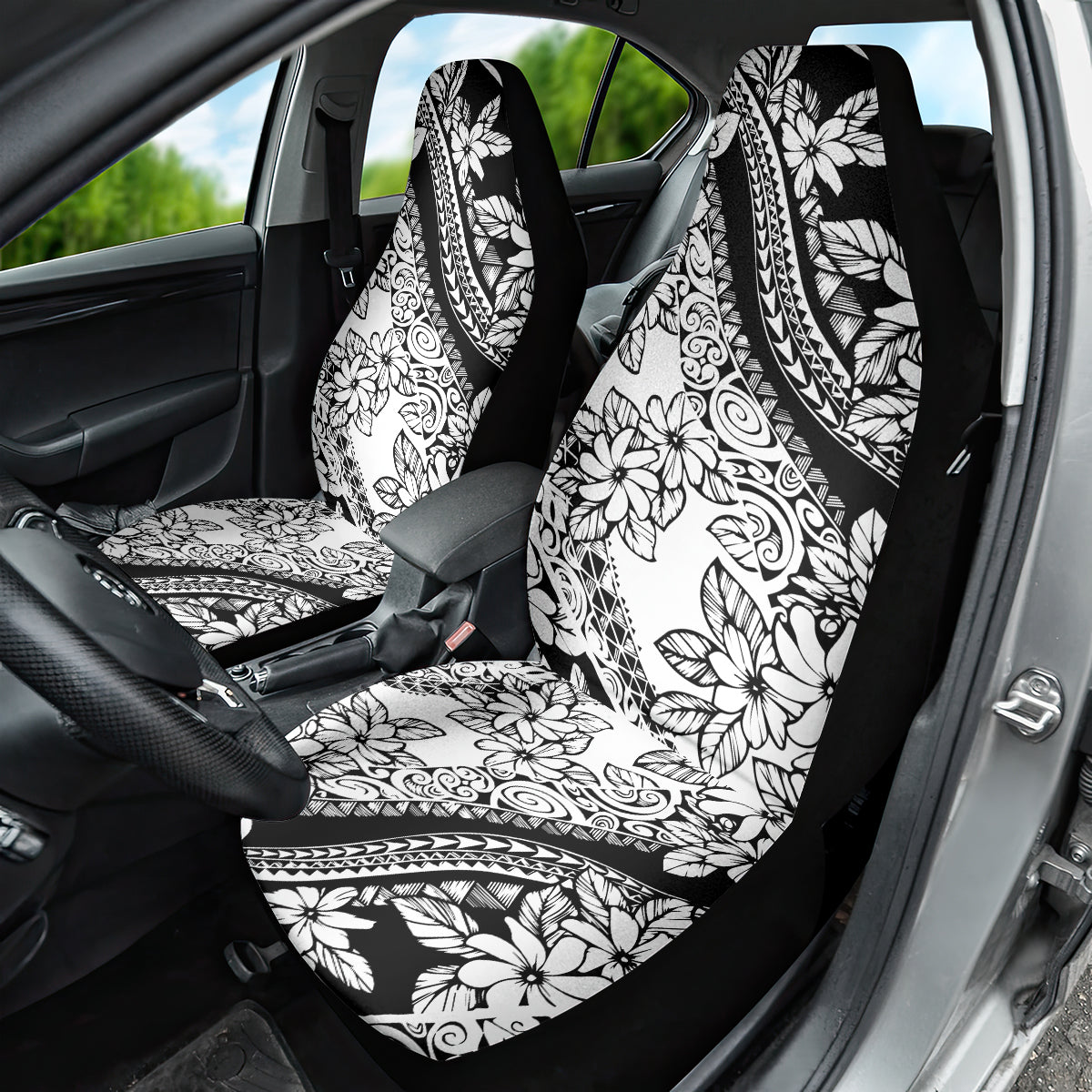 Polynesia Car Seat Cover Polynesian Tropical Flowers Black Pastel Vibes - Wonder Print Shop