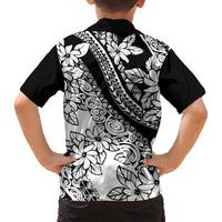 Polynesia Family Matching Short Sleeve Bodycon Dress and Hawaiian Shirt Polynesian Tropical Flowers Black Pastel Vibes - Wonder Print Shop