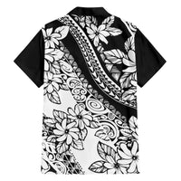 Polynesia Family Matching Short Sleeve Bodycon Dress and Hawaiian Shirt Polynesian Tropical Flowers Black Pastel Vibes - Wonder Print Shop
