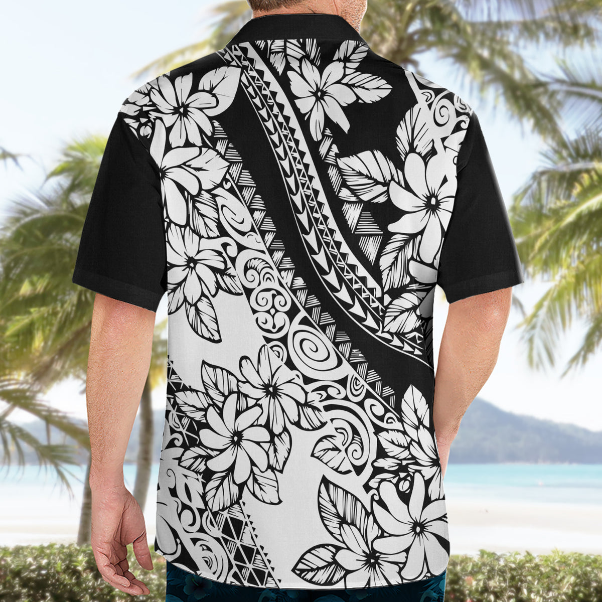 Polynesia Hawaiian Shirt Polynesian Tropical Flowers Black Pastel Vibes - Wonder Print Shop