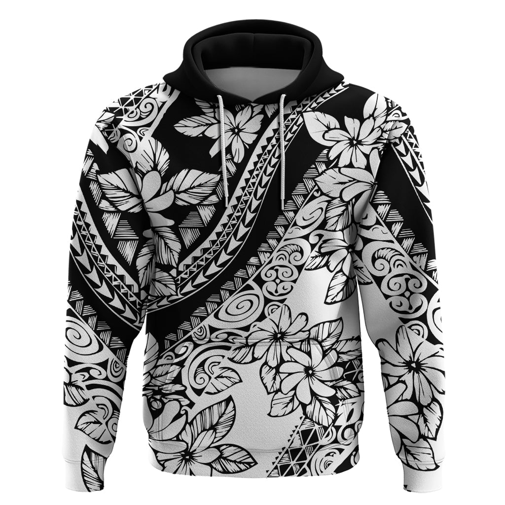 Polynesia Hoodie Polynesian Tropical Flowers Black Pastel Vibes - Wonder Print Shop