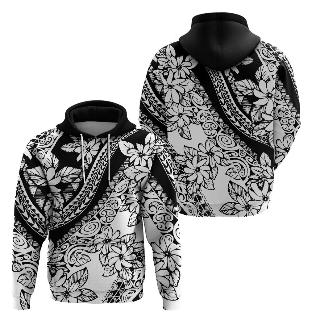 Polynesia Hoodie Polynesian Tropical Flowers Black Pastel Vibes - Wonder Print Shop