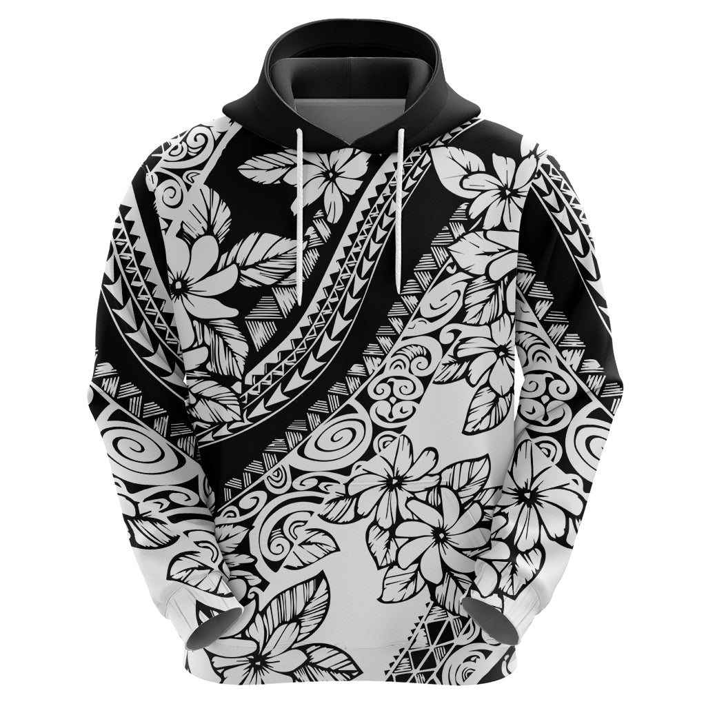 Polynesia Hoodie Polynesian Tropical Flowers Black Pastel Vibes - Wonder Print Shop